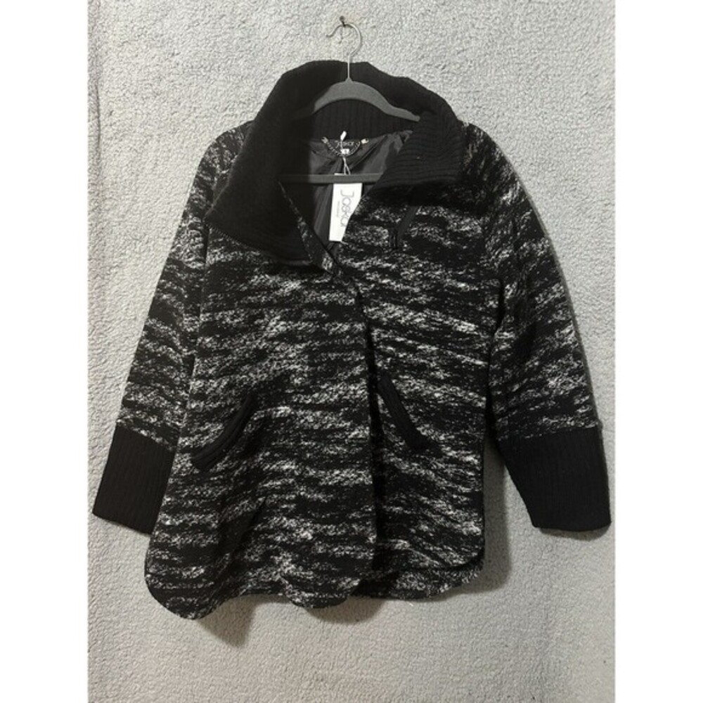 Jaskar Cardigan  Gray Wool Blend Sweater Jacket Zip Knit Collar Pockets Small